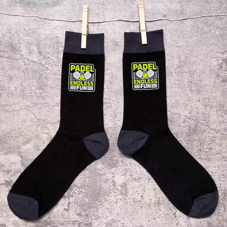 Father's Day Padel 4 Walls Endless Fun Men's Black Socks Fun Gift