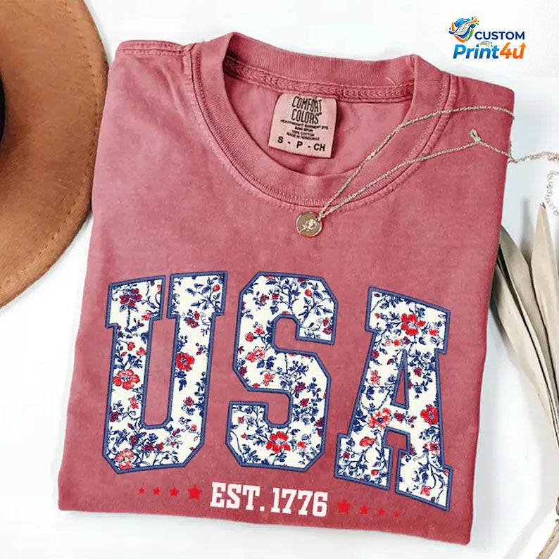 Vintage USA Bella Canvas Women V-Neck Shirt, 4th of July Shirt, Retro American Flag Tee, Patriotic Vneck, Independence Day Tee