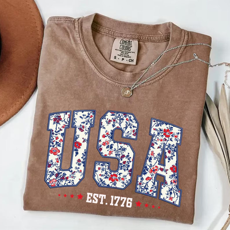 Vintage USA Bella Canvas Women V-Neck Shirt, 4th of July Shirt, Retro American Flag Tee, Patriotic Vneck, Independence Day Tee