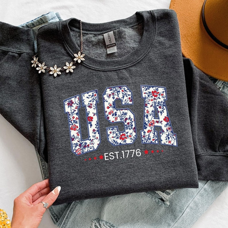 Vintage USA Bella Canvas Women V-Neck Shirt, 4th of July Shirt, Retro American Flag Tee, Patriotic Vneck, Independence Day Tee