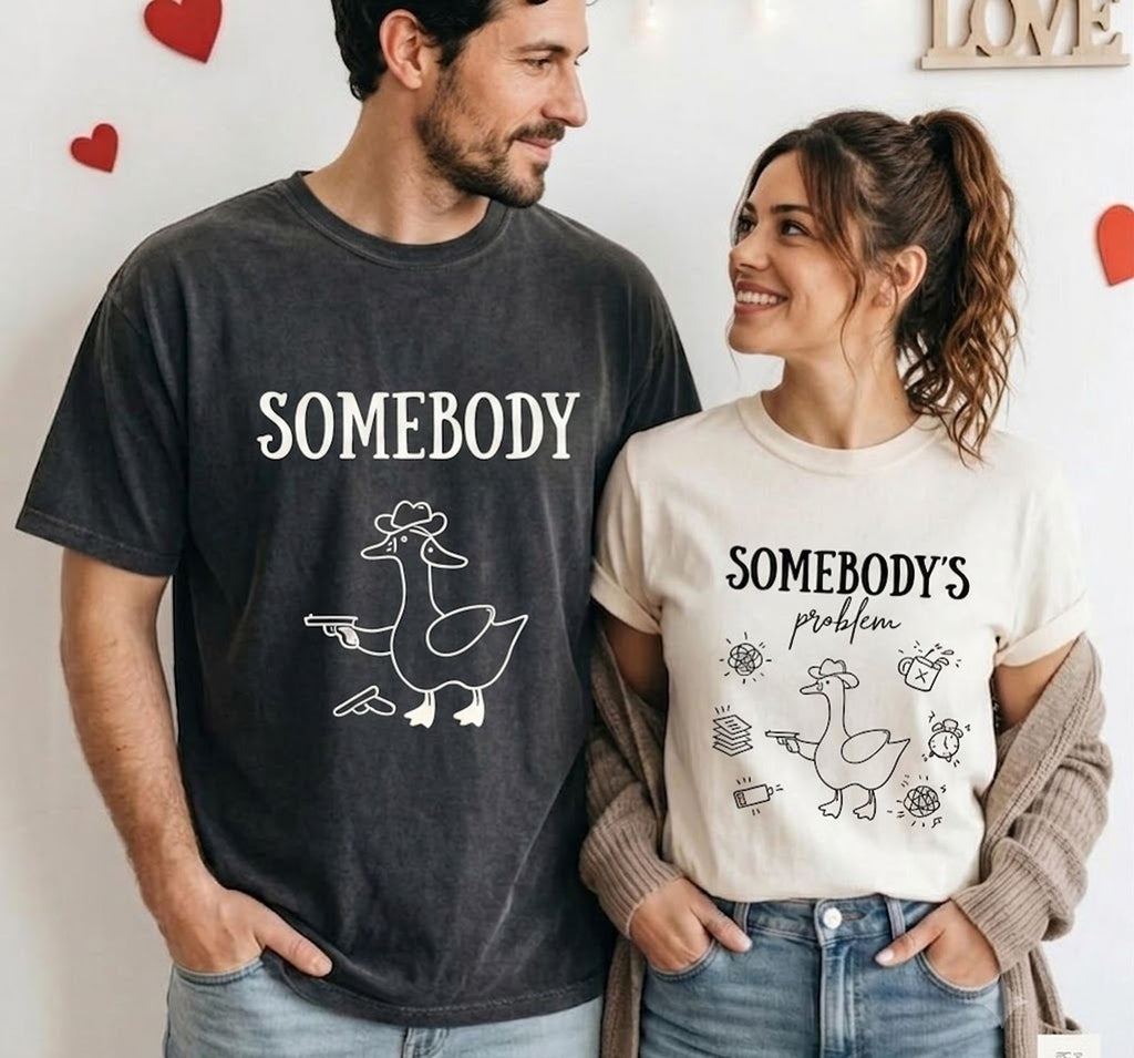 Somebody & Somebody’s Problem - Matching Couple Graphic Crewneck Sweatshirt Set