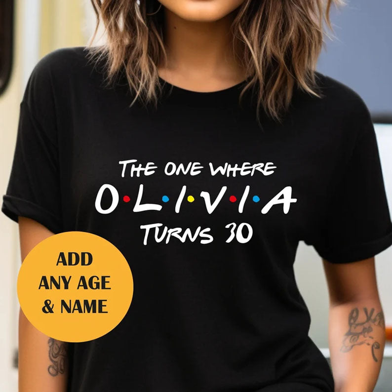 Custom Birthday T shirt ,The one where "name" turns any "age" 18 20 21 30 40 50. Custom birthday gift, Perfect Gift. Birthday shirt.