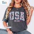 Vintage USA Bella Canvas Women V-Neck Shirt, 4th of July Shirt, Retro American Flag Tee, Patriotic Vneck, Independence Day Tee