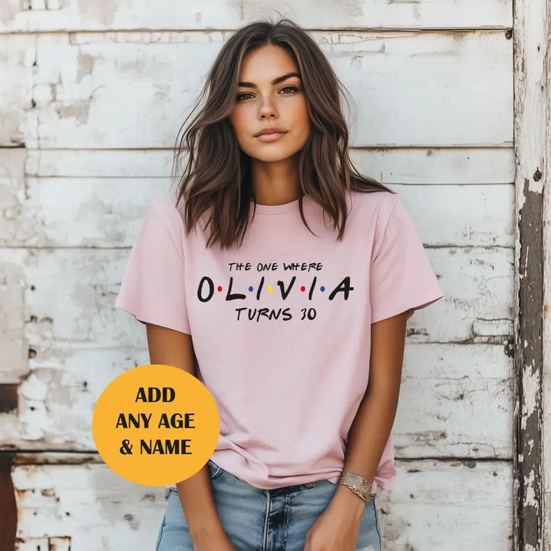 Custom Birthday T shirt ,The one where "name" turns any "age" 18 20 21 30 40 50. Custom birthday gift, Perfect Gift. Birthday shirt.