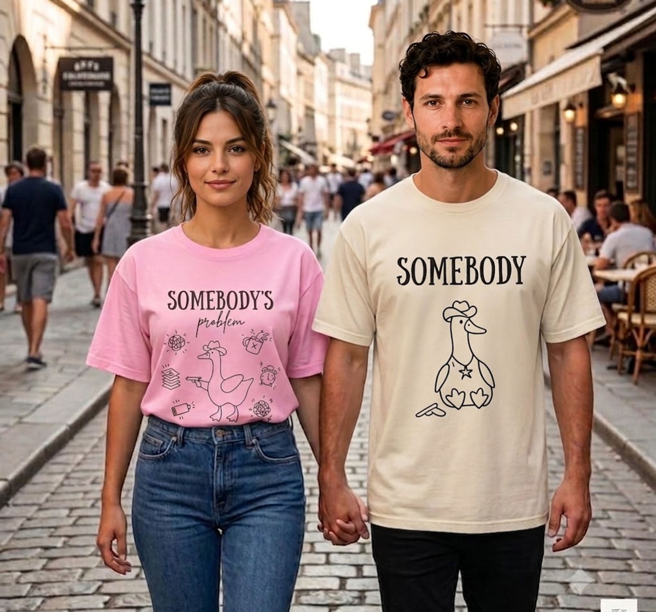 Somebody & Somebody’s Problem - Matching Couple Graphic Crewneck Sweatshirt Set