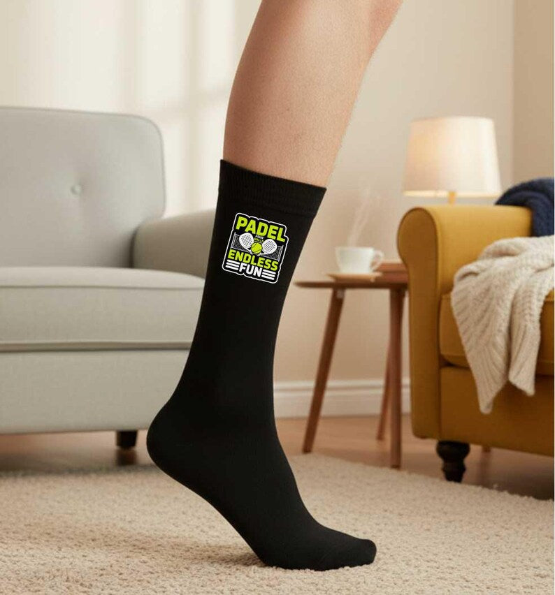 Father's Day Padel 4 Walls Endless Fun Men's Black Socks Fun Gift