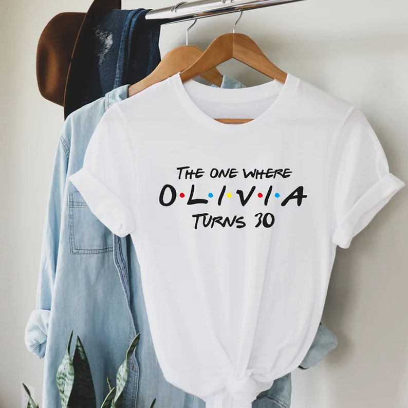 Custom Birthday T shirt ,The one where "name" turns any "age" 18 20 21 30 40 50. Custom birthday gift, Perfect Gift. Birthday shirt.