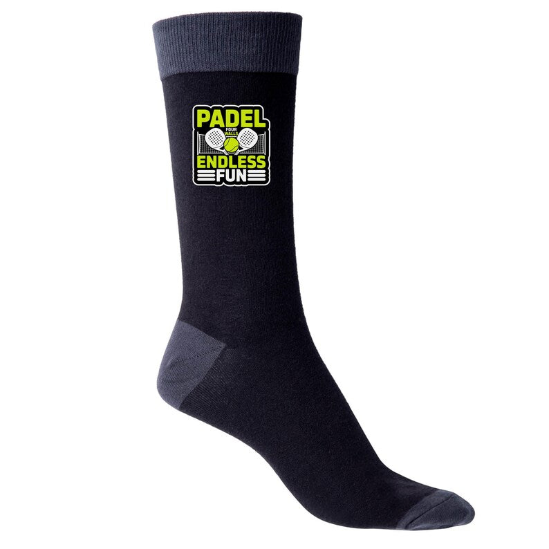 Father's Day Padel 4 Walls Endless Fun Men's Black Socks Fun Gift