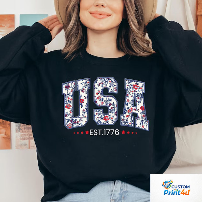 Vintage USA Bella Canvas Women V-Neck Shirt, 4th of July Shirt, Retro American Flag Tee, Patriotic Vneck, Independence Day Tee