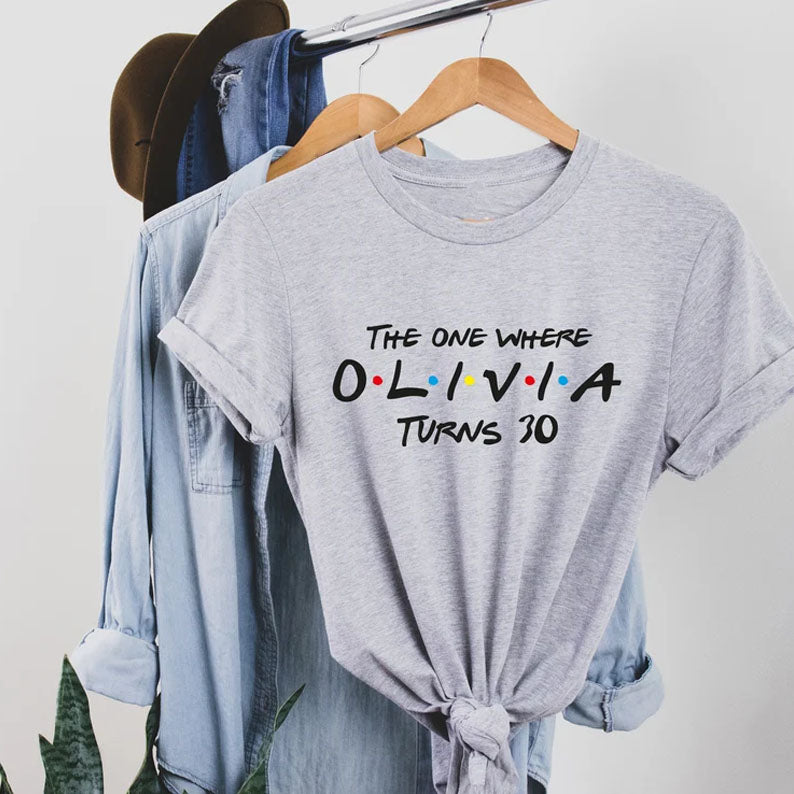Custom Birthday T shirt ,The one where "name" turns any "age" 18 20 21 30 40 50. Custom birthday gift, Perfect Gift. Birthday shirt.