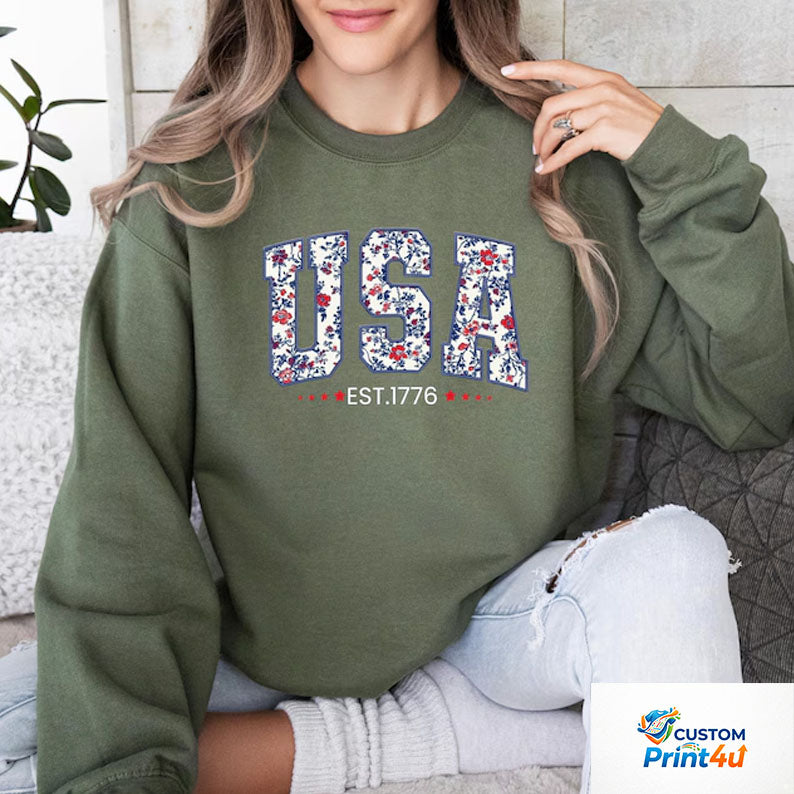 Vintage USA Bella Canvas Women V-Neck Shirt, 4th of July Shirt, Retro American Flag Tee, Patriotic Vneck, Independence Day Tee