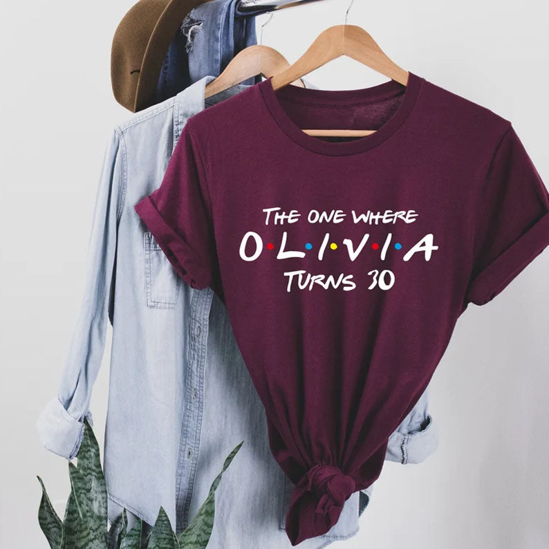 Custom Birthday T shirt ,The one where "name" turns any "age" 18 20 21 30 40 50. Custom birthday gift, Perfect Gift. Birthday shirt.
